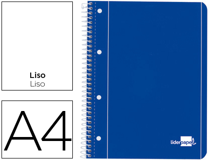 Cuaderno espiral Liderpapel serie azul A4 micro tapa blanda 80h 80g/m² liso 4 taladros azul